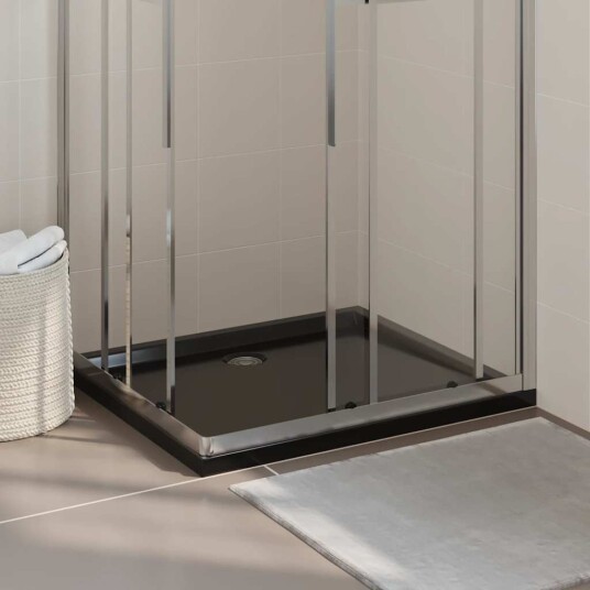 vidaXL Rektangulært dusjbrett ABS 80x90 cm SVART