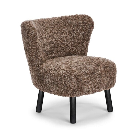 Natures Collection Emily Lounge Chair Korthåret Lysebrun Svart bøk