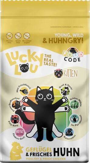 Lucky Lou Tørrfôr Kitten Fjærkre & Sparepakke Kylling 2 X 9 kg