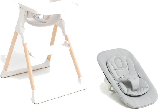 Beemoo CARE Harmony Matstol Inkl. Newborn Set White/Wood