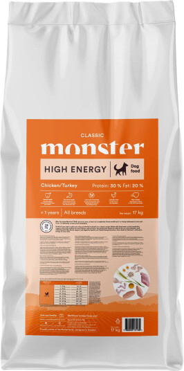 Monster Dog Classic High Energy Tørrfôr 17 kg til Hund med Kylling & Tyrkisk Monster Dog Classic High Energy Tørrfôr 17 kg til Hund med Kylling & Tyrkisk