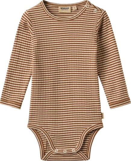 Wheat Body I/e Freddie Varm hasselnøttebrun Stripe Wheat 74 Langermet Body Beige