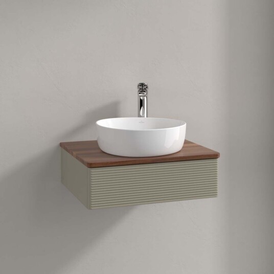 Villeroy & Boch  Antao Servantskap med 1 skuff 60x50x19 cm m/lys Steingrå/Valnøtt