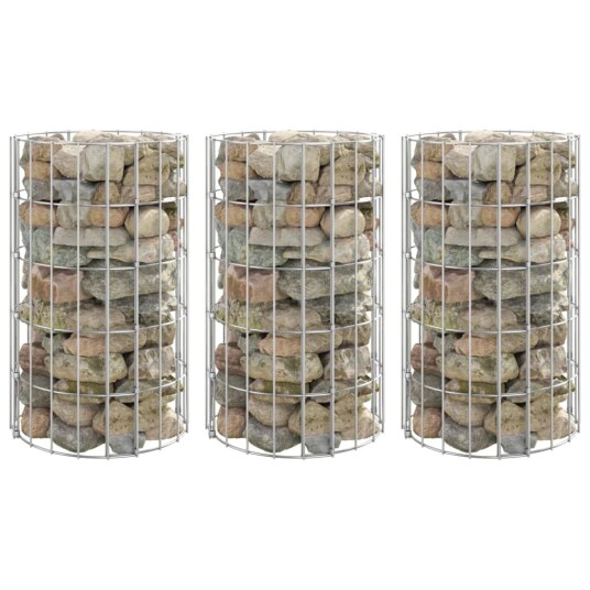vidaXL Sirkulær gabion høybed 3 stk galvanisert stål Ø30x50 cm
