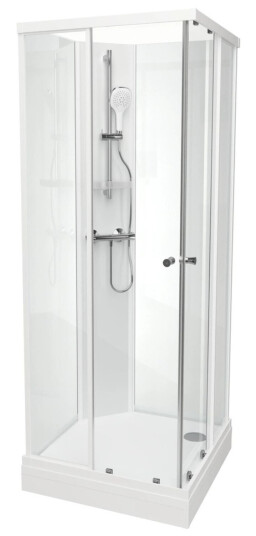 Vikingbad Sofia Rett Basic Dusjkabinett Hvit Matt / 90x90cm Glass