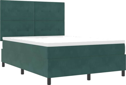 Boksången Seng med Madrass Mørkegrønn 140x190 cm Fløyel