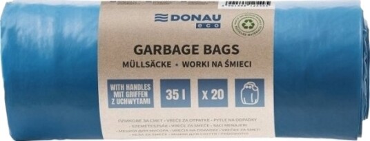 Donau Søppelsekker Eco* Med Håndtak Knoties 35 L 20 Stk. Blå Donau Søppelsekker Eco* Med Håndtak Knoties 35 L 20 Stk. Blå