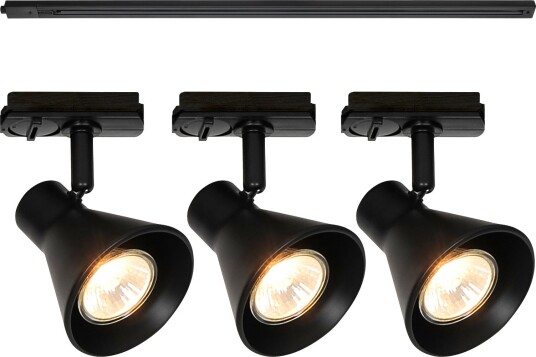 Link Eik 1 meter skinne med 3 spotter - Svart