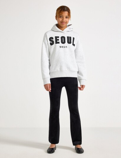 Lindex Flared Trousers In Velour Black 170