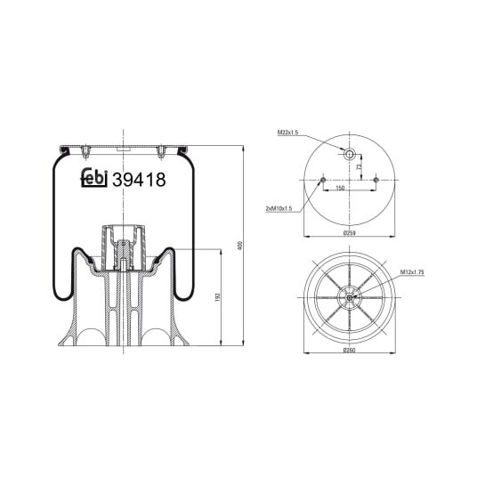 Luftbelg, fjæring FEBI BILSTEIN 39418 Luftbelg, fjæring FEBI BILSTEIN 39418