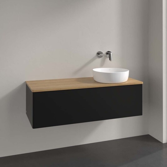 Villeroy & Boch Antao Servantskap med 1 skuff 120x50x36 cm u/lys Sort Matt/Eik