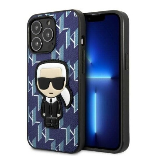 Karl Lagerfeld Monogram Ikonik Patch iPhone 13 Pro Hardt Deksel Blå