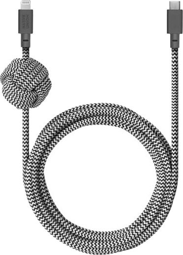 Native Union Ncable-Kv-Cl-Zeb 3 M Lightning Usb A Hankjønn Hankjønn Sort Hvit