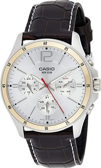 Casio Herreklokke MTP 1374L 7AVDF Enticer Sølvfarget/Lær Ø43.5 mm Casio Herreklokke MTP 1374L 7AVDF Enticer Sølvfarget/Lær Ø43.5 mm