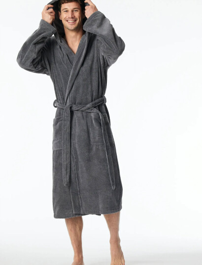 Schiesser Bath Robe - Grey - L