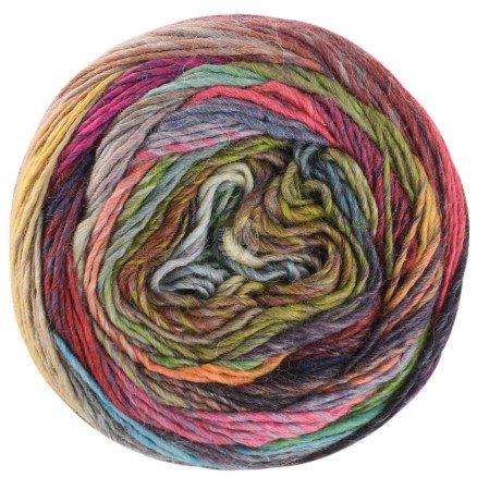 Lana Grossa Colorissimo Garn 217 Lim/Olive/Grå/Lysrød/Mørkgrønn