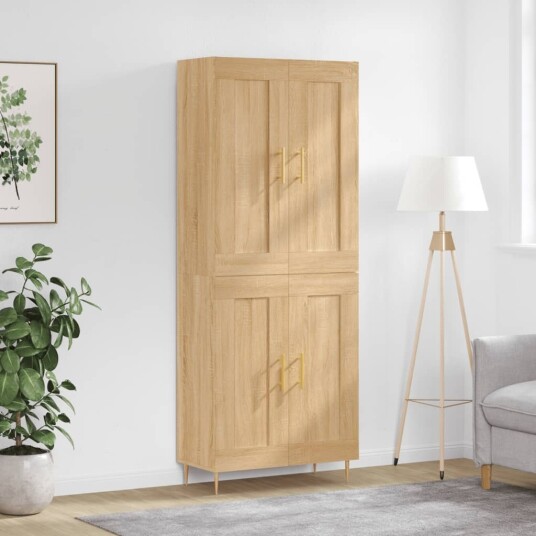 Highboard sonoma eik 69,5x34x180 cm konstruert tre