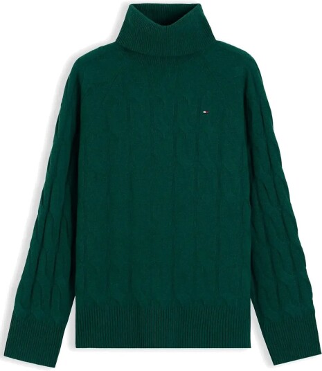 Tommy Hilfiger Soft Wool Cable Roll Nk Ls Swt ORNAMENTAL GREEN S