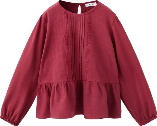 Mango Frill T Shirt With Lace Trim Detail DARK RED 18 24M Mango Frill T Shirt With Lace Trim Detail DARK RED 18 24M