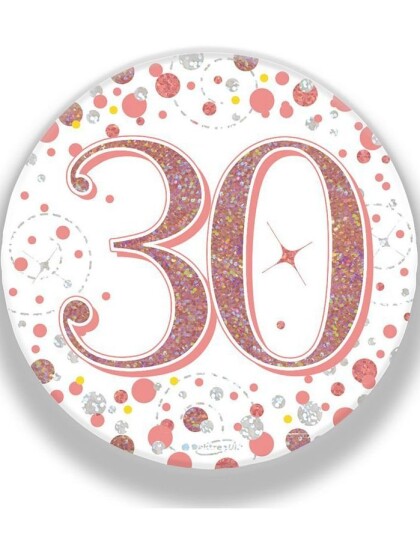 30 Års Feiring   Rosegull Holografisk Stor Button/Badge