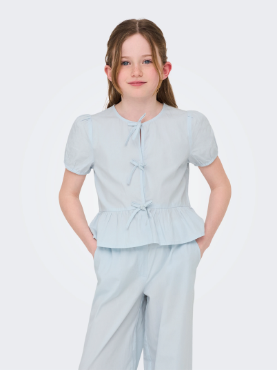 Kids Only Clara Life Short Sleeve Bow Shirt Junior Blå 116