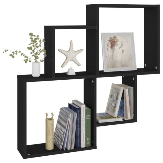 vidaXL Kubeformet vegghylle svart 80x15x78,5 cm sponplate vidaXL Kubeformet vegghylle svart 80x15x78,5 cm sponplate