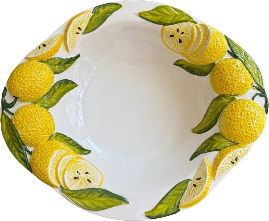 Caja Company Lemon Bowl, Large - WHITE/YELLOW/GREEN - 30X45 cm.H9 cm