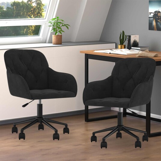 vidaXL Spisestuestol 2 stk. Fløyel 55 x 59,5 x 77 cm Svart