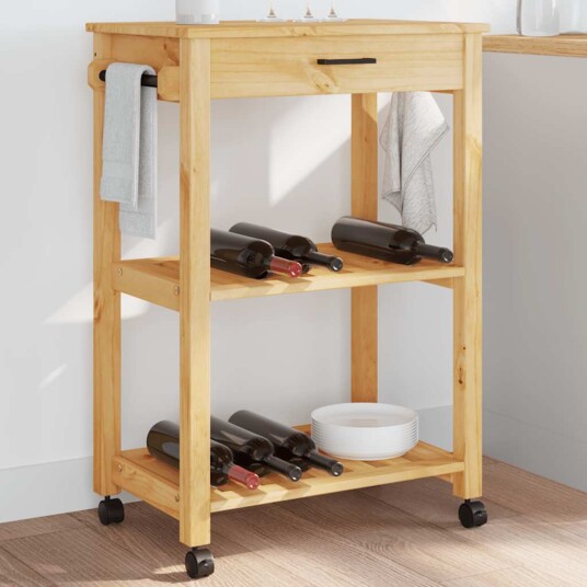 Kjøkkenvogn MONZA 60x40x90 cm heltre furu 376091 Kjøkkenvogn MONZA 60x40x90 cm heltre furu 376091