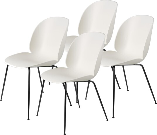Gubi Beetle Spisestol Konisk Base/ Matt Sort/ Hvit 4 Stk.