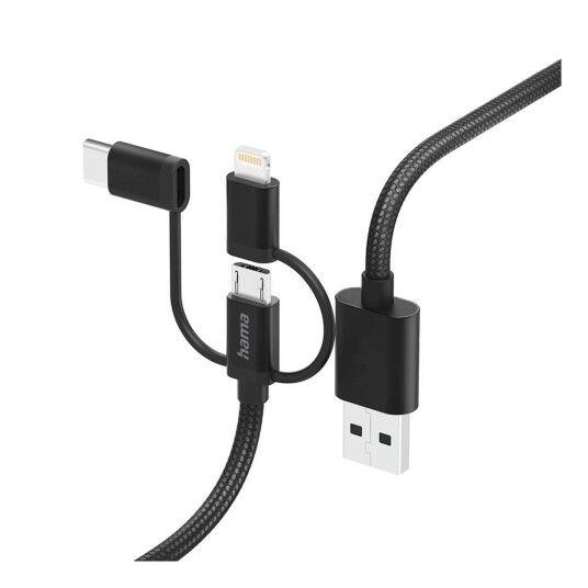 HAMA Multiladekabel 3 i 1 Sort 1,5m