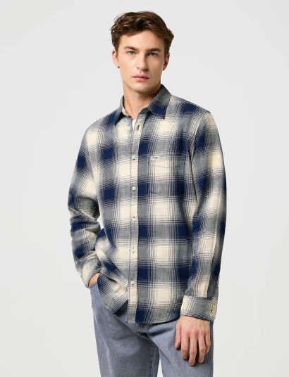 Wrangler 1 Pkt Indigo Shirt - Cream - S
