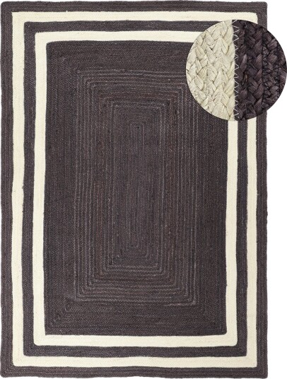 Juteteppe Jessore mørk taupe/hvitt Størrelse: 200 x 290 cm