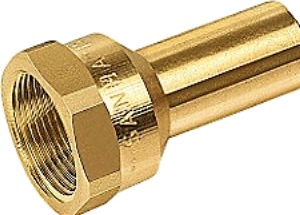 Overgangsmuffe 11/4 11/4X35mm Glat Cu Press. M Og V Bakker. Rødgods