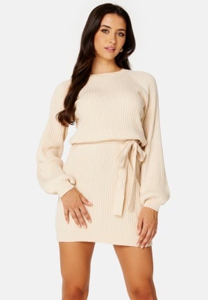 BUBBLEROOM Amira knitted short dress Light beige L