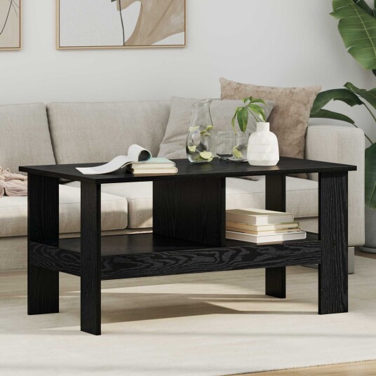 vidaXL Kaffebord Svart Eik 90 x 50 x 45 cm Konstruert tre