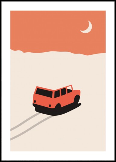 Månebelyst ørkenbiltur Plakat / 100x150