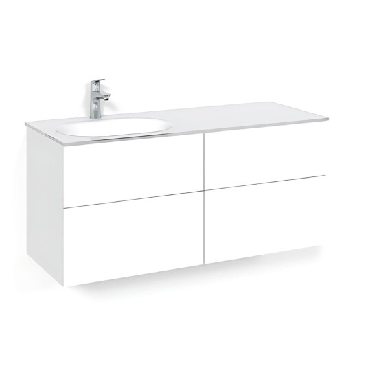 Macro Design Crown Servantskap 4-skuff - med Venstre Glasservant 120cm Hvit / Plain Glass Edge Macro Design Crown Servantskap 4-skuff - med Venstre Glasservant 120cm Hvit / Plain Glass Edge