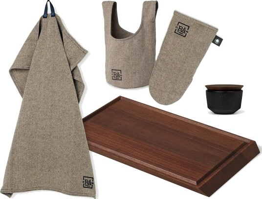Rosendahl Rå Salt Cellar,Chopping Board,Tea Towel,Mitten,Bread Basket   Beige   51X28