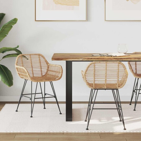  Spisestuestol 2 pcs Naturlig 55 x 50 x 74 cm Rattan og Jern