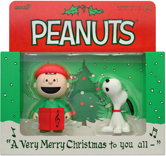 Peanuts ReAction Figures Charlie Brown & Snoopy Caroling 2Pack