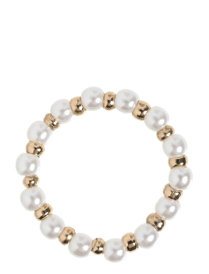 TIMI OF SWEDEN Pearl And Gold Bead Ring Vit 53