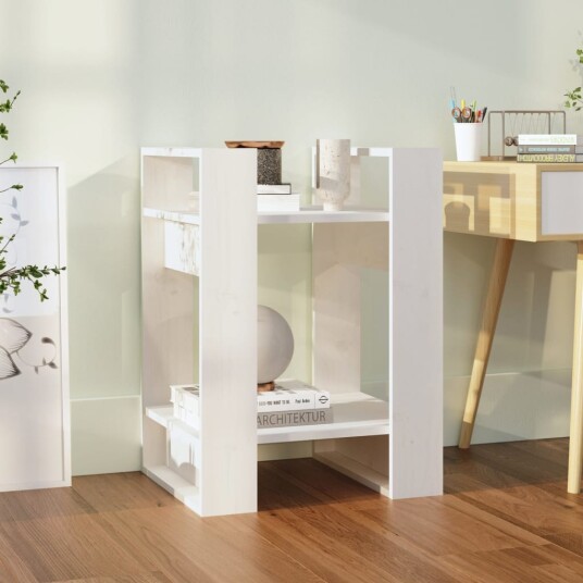 vidaXL Bokhylle/romdeler hvit 41x35x57 cm heltre furu vidaXL Bokhylle/romdeler hvit 41x35x57 cm heltre furu