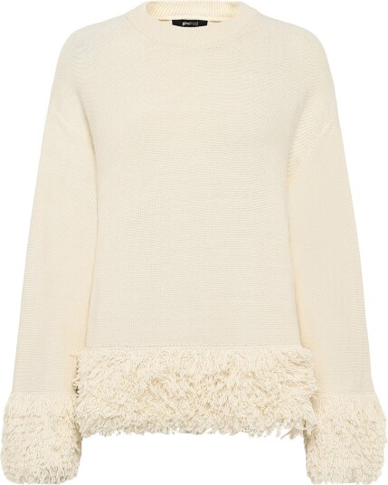 Gina Tricot Knitted Fringe Sweater Cream XS Gina Tricot Knitted Fringe Sweater Cream XS