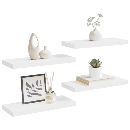 vidaXL Flytende vegghyller 4 stk hvit 60x23,5x3,8 cm MDF vidaXL Flytende vegghyller 4 stk hvit 60x23,5x3,8 cm MDF