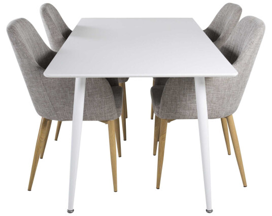 Venture Design Polar & Comfort spisegruppe Hvit/grå 4 st stoler & bord 180 x 90 cm