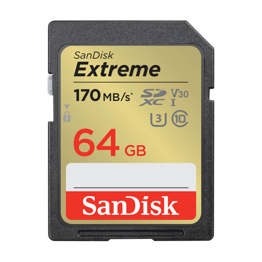 SanDisk Extreme - Flashhukommelseskort - 64 GB - Video Class V30 / UHS-I U3 / Class10 - SDXC UHS-I