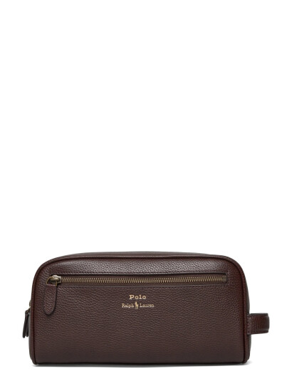 Polo Ralph Lauren Pebbled Leather Travel Case Brown ONE SIZE