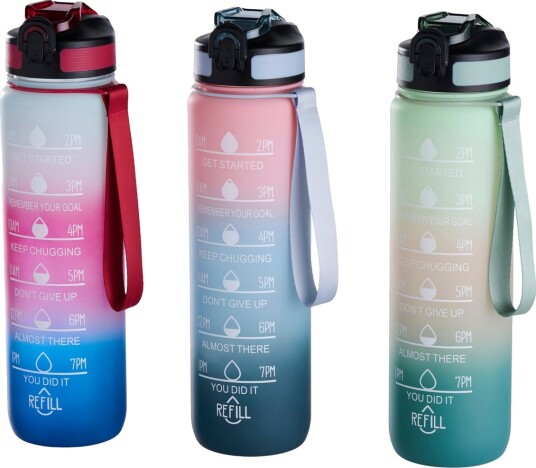 DAY DRIKKEFLASKE M/STROPP 900ML MOTIVATIONAL ASSORTERT FARGE