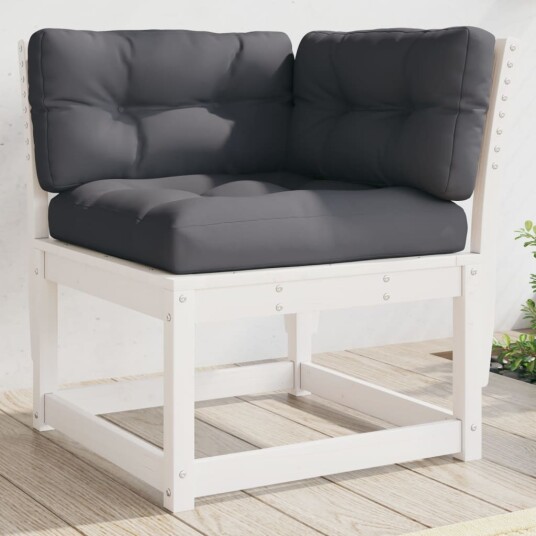 Hagesofa for hjørne med pute hvit 73x73x78 cm heltre furu 844685